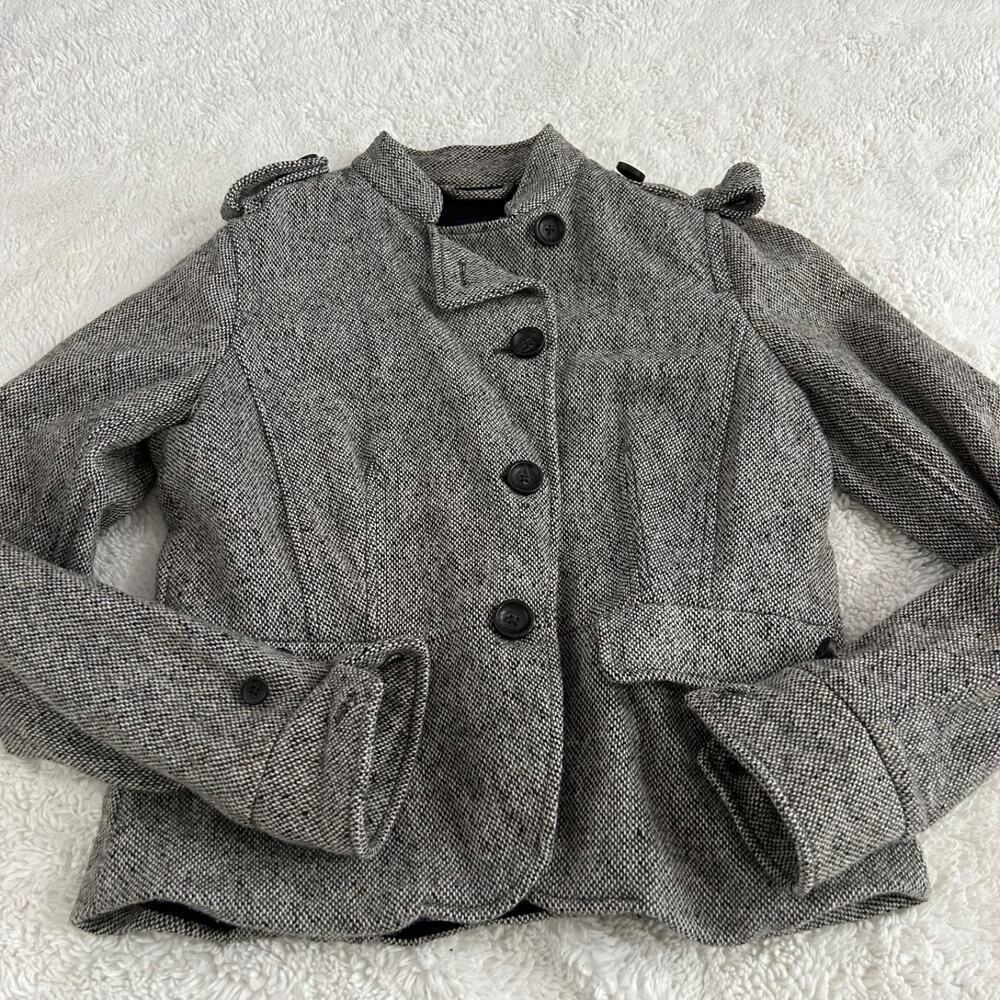 Gap Womens Twill Set Black and White Wool Blend Sz 6 Skirt Sz L Jacket Old Money - Picture 1 of 10